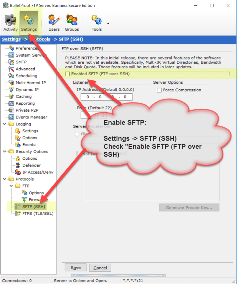 HOWTO: SFTP For FTP Server – BulletProof FTP Server